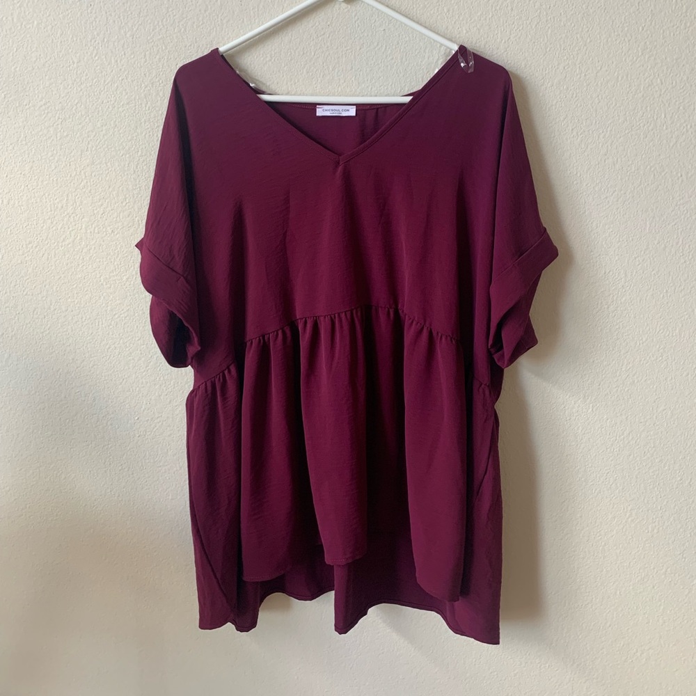 Chic soul maroon/wine v neck tunic blouse size 1X
